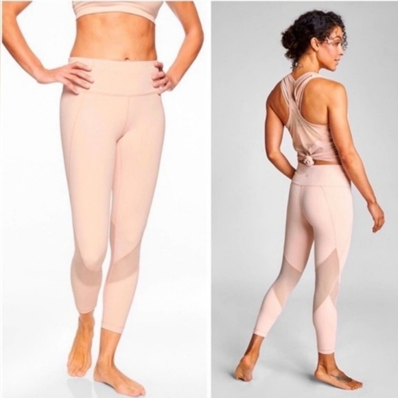 Athleta leggings Light power pink mesh accent Interior hidden  pocket Size 2x - Picture 1 of 12